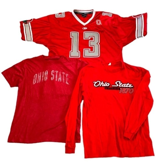 Lot of 3 Ohio State Buckeyes OSU Sz Large XL T Shirt Long Sleeve Football Jersey - Picture 1 of 8